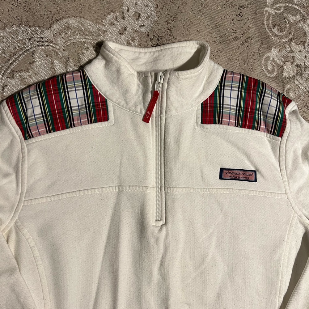 VINEYARD VINES Shep Women's Holiday Plaid Quarter Zip | M 1/4 Zip Pullover